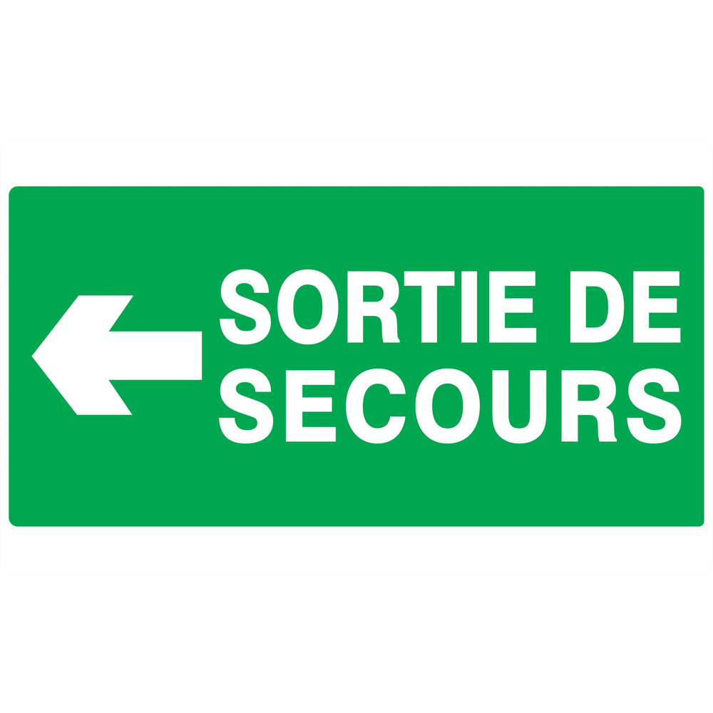 PANNEAU SORTIE DE SECOURS FLECHE A GAUCHE 330X200MM TALIAPLAST - 721415