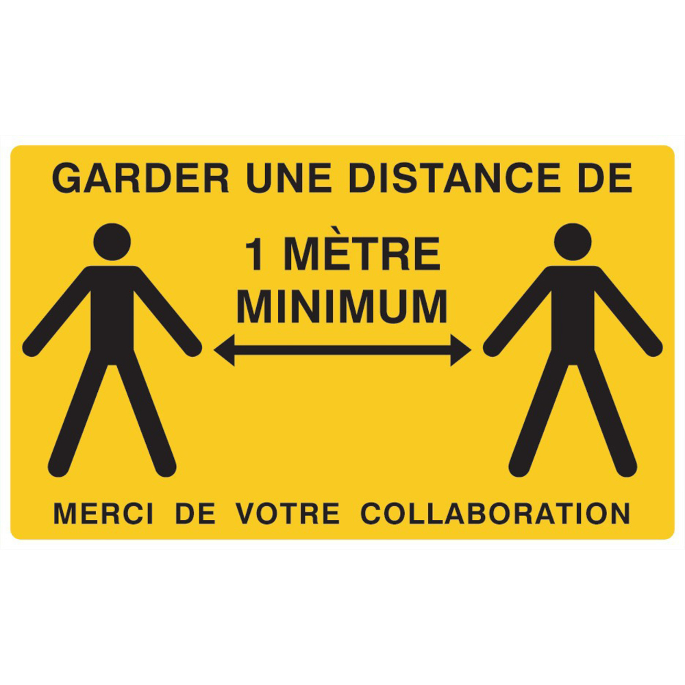 Signalétique COVID-19 ADHESIF Garder une distance de 1 metre minimum 330x200mm(jaune) TALIAPLAST - 721902