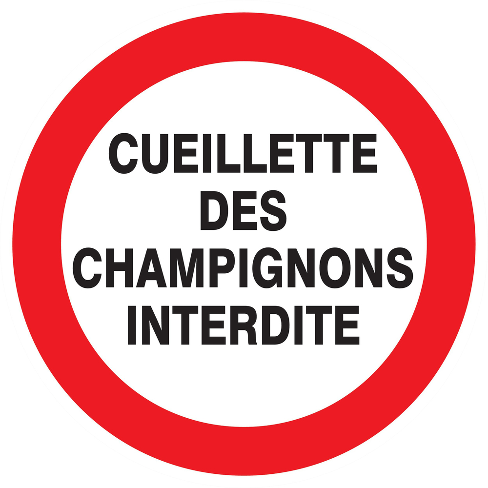 Panneau adhésif CUEILLETTE DES CHAMPIGNONS INTERDITE Ø300MM TALIAPLAST - 722237