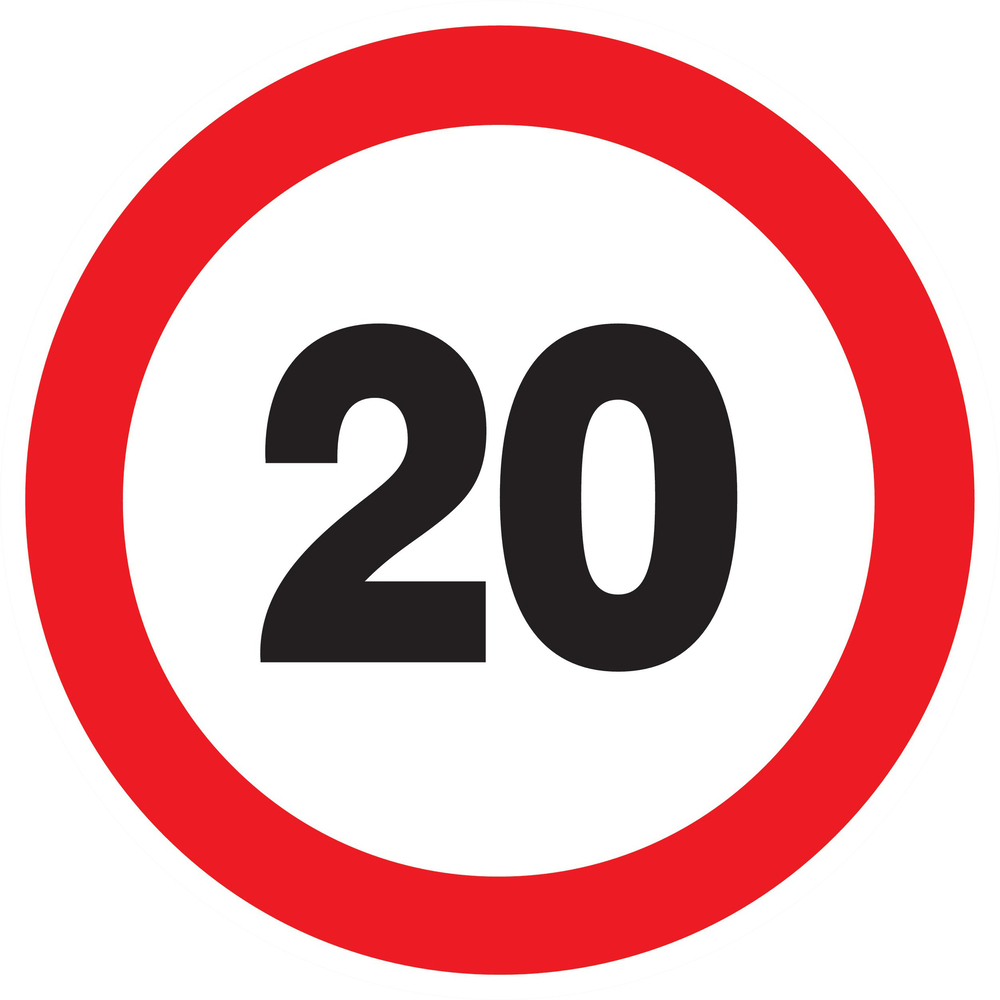 Panneau adhésif INTERDIT DE ROULER A PLUS DE A 20 KM Ø300MM TALIAPLAST - 722256