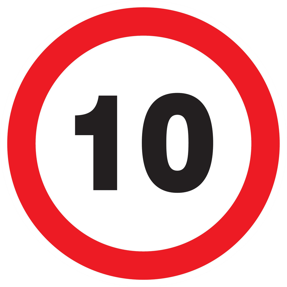 Panneau adhésif INTERDIT DE ROULER A PLUS DE 10 KM/H Ø300MM TALIAPLAST - 722260
