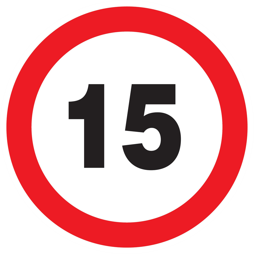 Panneau adhésif INTERDIT DE ROULER A PLUS DE 15 KM/H Ø300MM TALIAPLAST - 722261