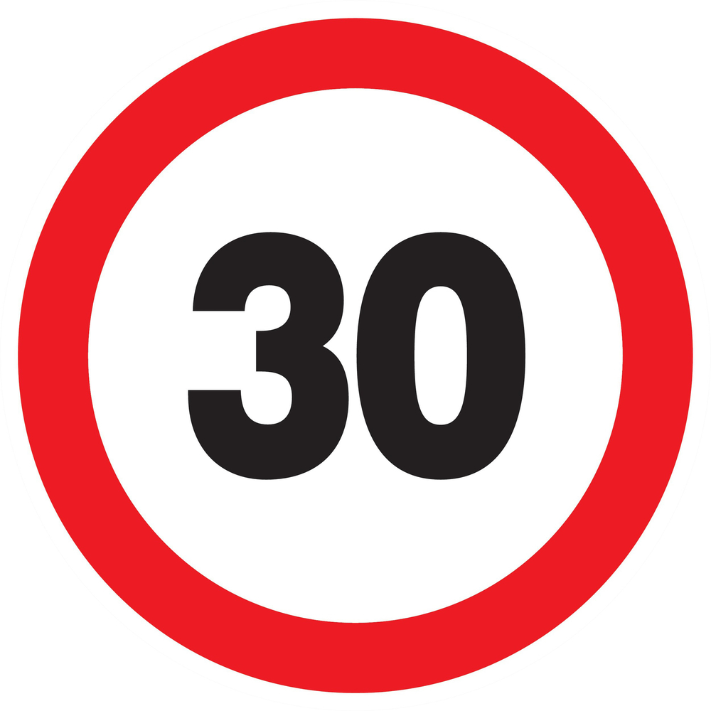 Panneau adhésif INTERDIT DE ROULER A PLUS DE 30 KM/H Ø300MM TALIAPLAST - 722262
