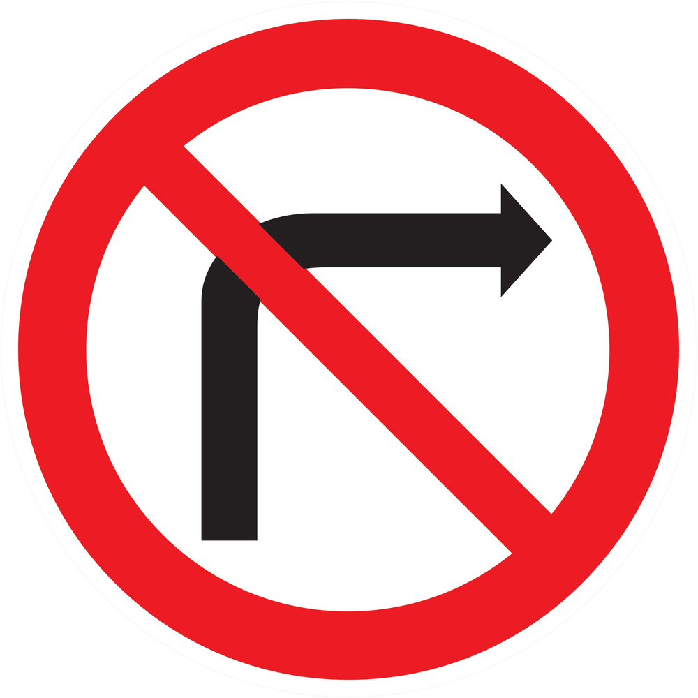 Panneau adhésif INTERDIT DE TOURNER A DROITE Ø300MM TALIAPLAST - 722270