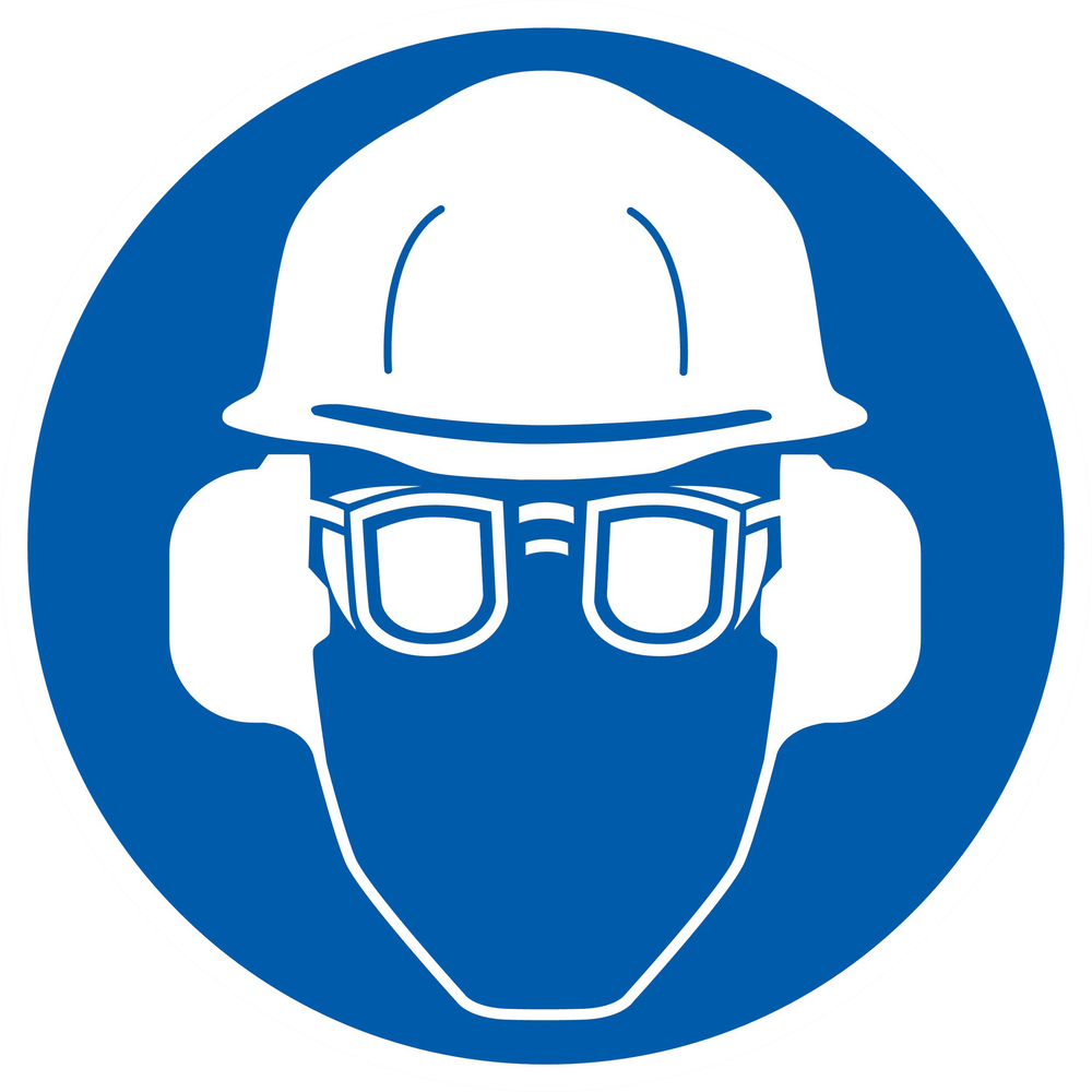 Panneau adhésif PROTECTION OBLIGATOIRE TETE/VUE/OUIE Ø300MM TALIAPLAST - 722507