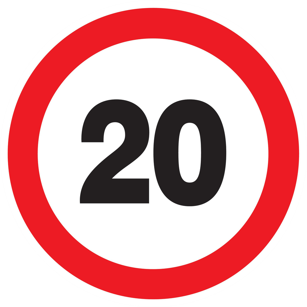 Panneau adhésif INTERDIT DE ROULER A PLUS DE A 20 KM Ø420MM TALIAPLAST - 723256