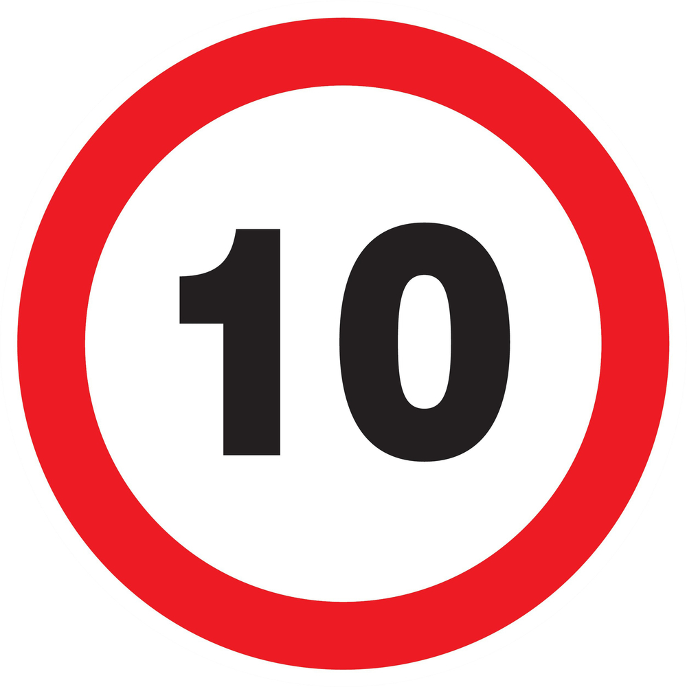 Panneau adhésif INTERDIT DE ROULER A PLUS DE 10 KM/H Ø420MM TALIAPLAST - 723260