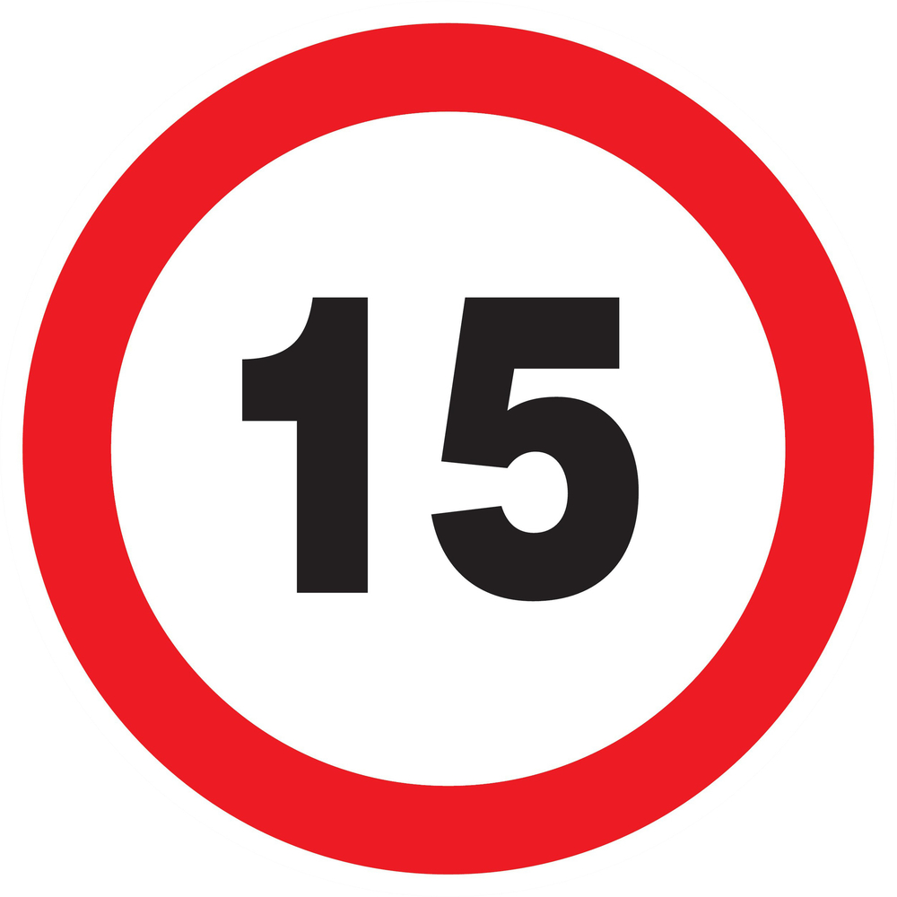 Panneau adhésif INTERDIT DE ROULER A PLUS DE 15 KM/H Ø420MM TALIAPLAST - 723261