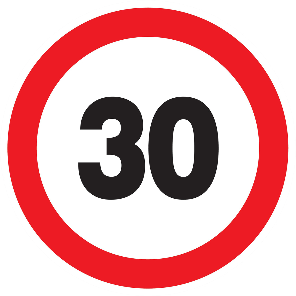 Panneau adhésif INTERDIT DE ROULER A PLUS DE 30 KM/H Ø420MM TALIAPLAST - 723262