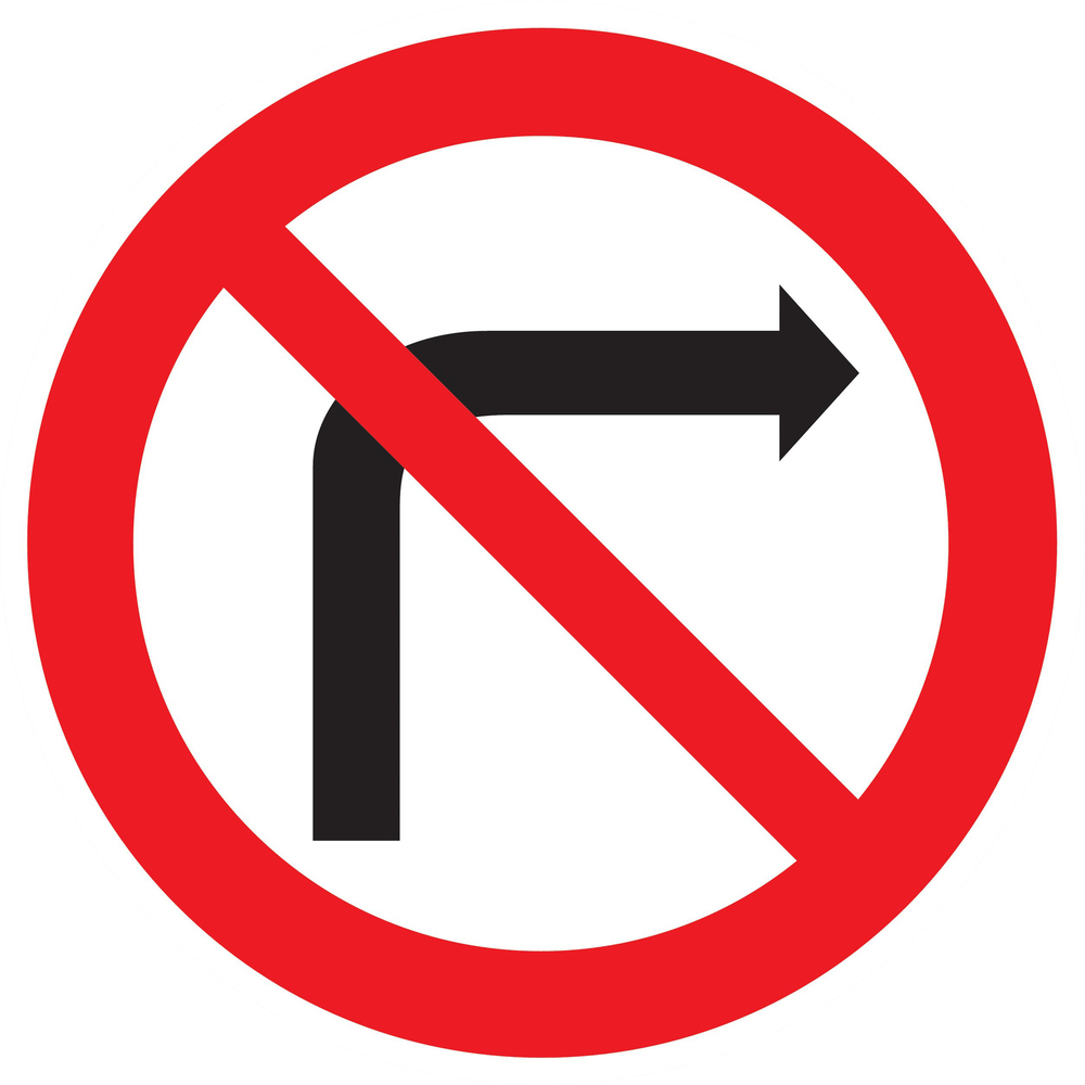 Panneau adhésif INTERDIT DE TOURNER A DROITE Ø420MM TALIAPLAST - 723270