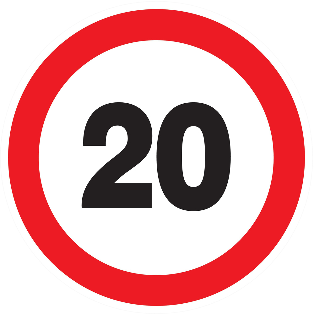 Panneau adhésif INTERDIT DE ROULER A PLUS DE A 20 KM Ø80MM TALIAPLAST - 724256