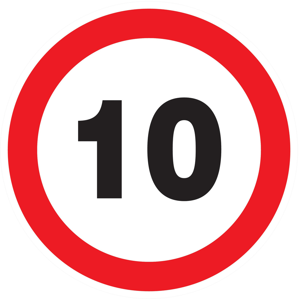 Panneau adhésif INTERDIT DE ROULER A PLUS DE 10 KM/H Ø80MM TALIAPLAST - 724260