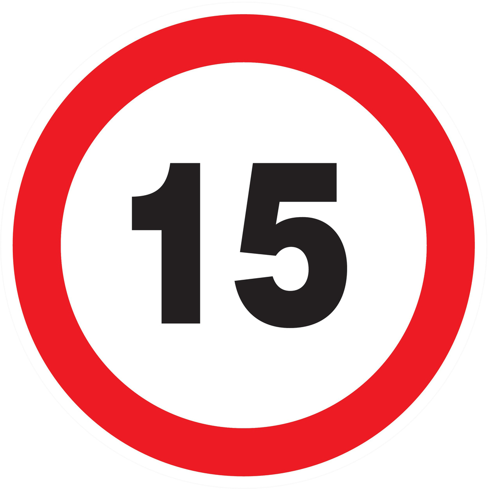 Panneau adhésif INTERDIT DE ROULER A PLUS DE 15 KM/H Ø80MM TALIAPLAST - 724261