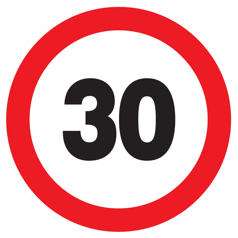 Panneau adhésif INTERDIT DE ROULER A PLUS DE 30 KM/H Ø80MM TALIAPLAST - 724262