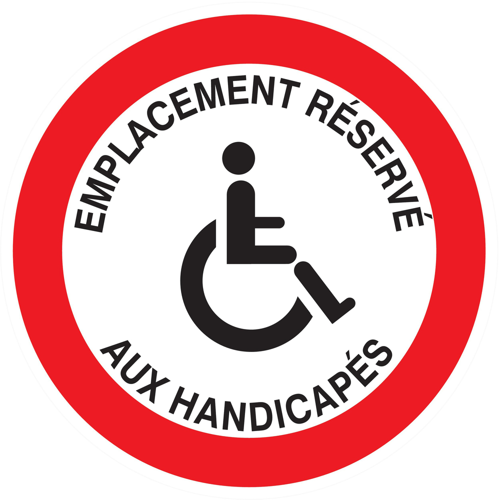 Panneau adhésif EMPLACEMENT RESERVE AUX HANDICAPES Ø80MM TALIAPLAST - 724266
