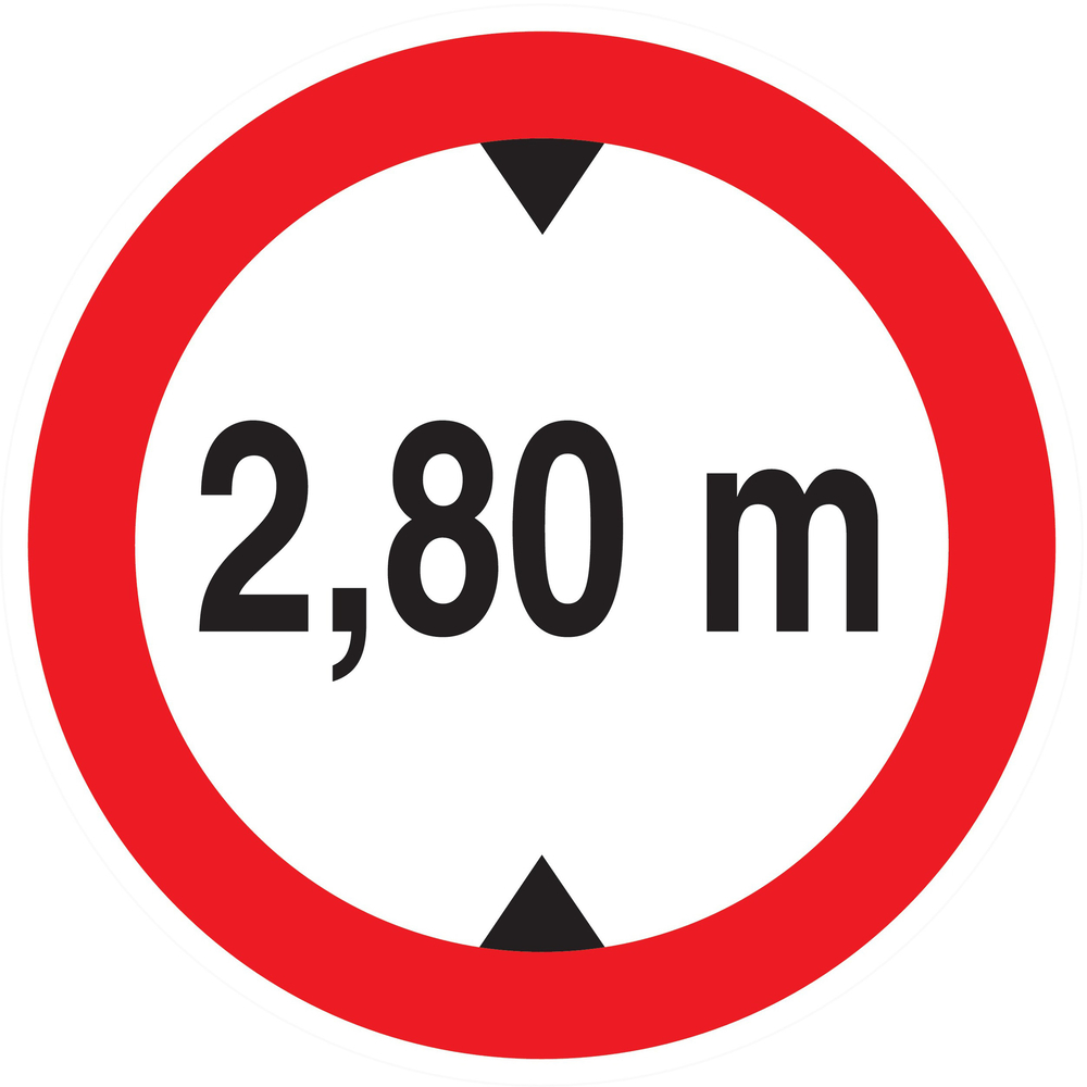 Panneau adhésif INTERDIT AUX VEHICULES DE PLUS DE 2.80M DE HAUT D.80mm TALIAPLAST - 724277
