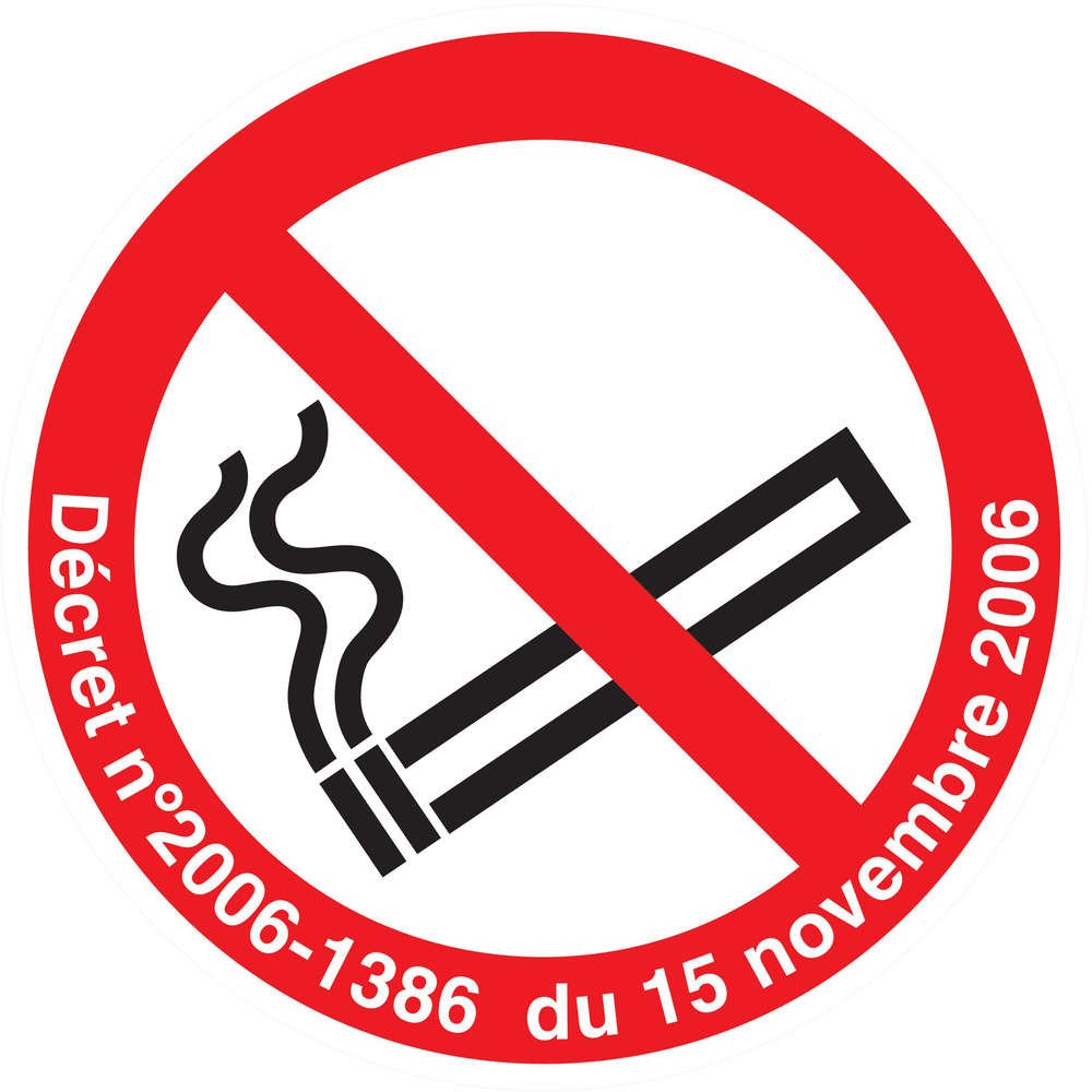Panneau adhésif INTERDICTION DE FUMER (DECRET DU 15/11/2006) Ø80MM TALIAPLAST - 724302