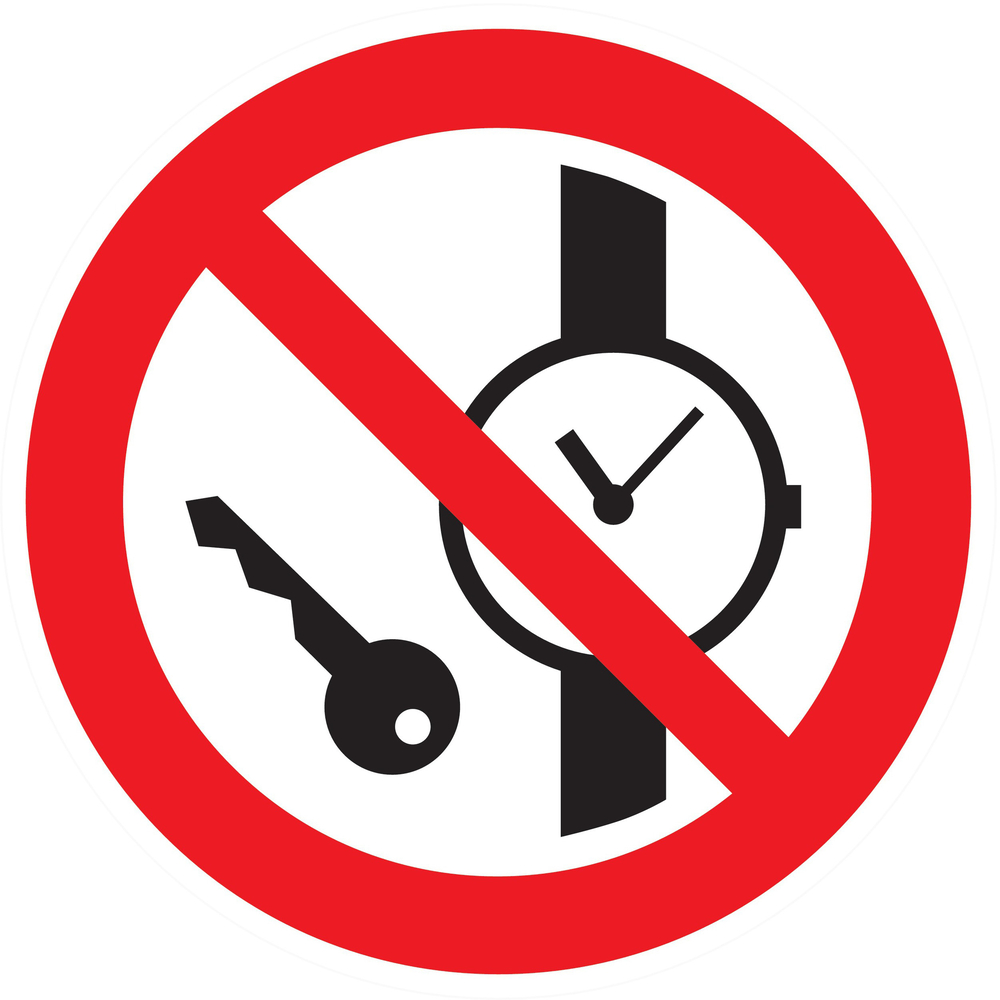 Panneau adhésif ARTICLES METALLIQUES OU MONTRES INTERDITS Ø80MM TALIAPLAST - 724318