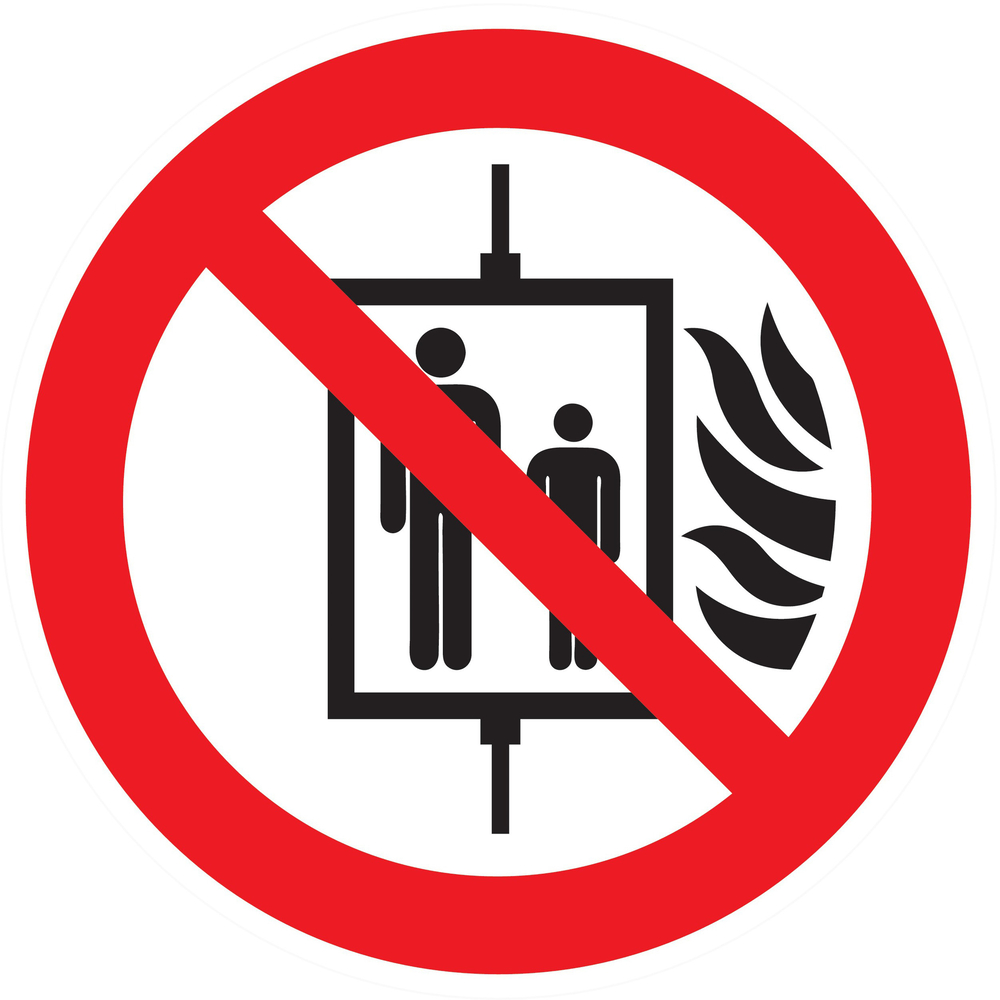 Panneau adhésif INTERD° D'UTILISER L'ASCENSEUR EN CAS D'INCENDIE D80mm TALIAPLAST - 724350