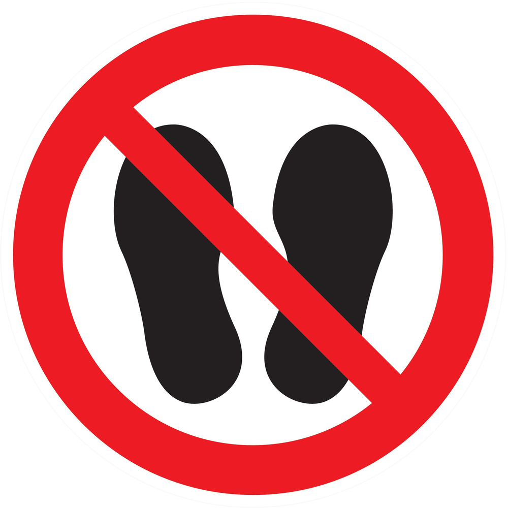 Panneau d'interdiction DIAM 80 ADHESIF Ne pas marcher ou stationner a cet endroit d.80mm TALIAPLAST - 724351