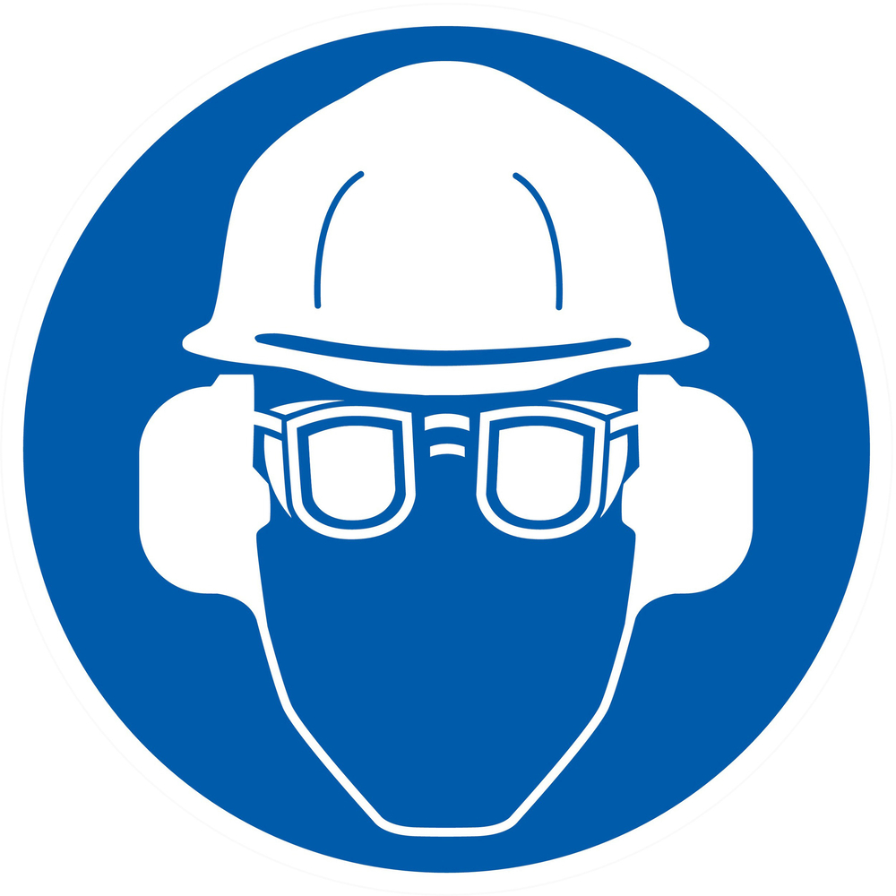 Panneau adhésif PROTECTION OBLIGATOIRE TETE/VUE/OUIE Ø80MM TALIAPLAST - 724505