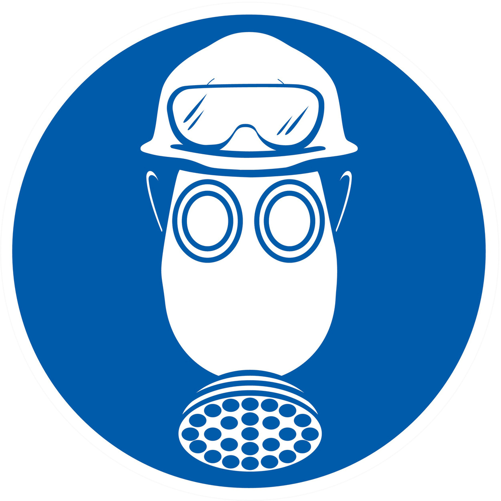 Panneau adhésif PROTEC° OBLIG. TETE/VUE/VOIES RESPIRA. C. ACIDE D.80mm TALIAPLAST - 724546