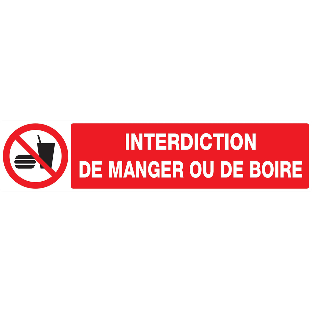 Panneau adhésif INTERDICTION DE MANGER OU DE BOIRE 330X75MM TALIAPLAST - 725229