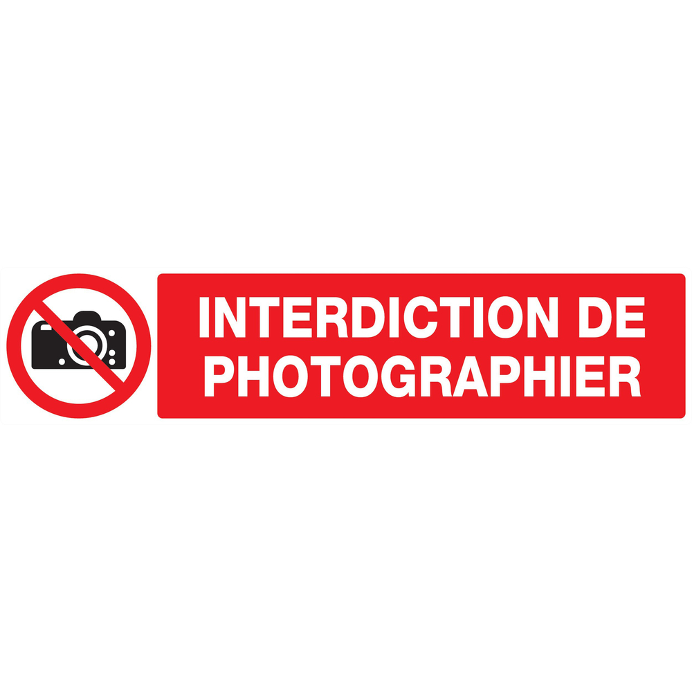 Panneau adhésif INTERDICTION DE PHOTOGRAPHIER 330X75MM TALIAPLAST - 725231