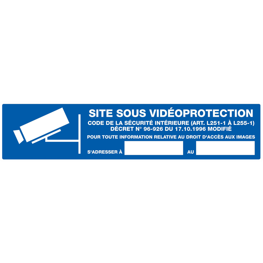 Panneau adhésif SITE SOUS VIDEOPROTECTION 330X75MM TALIAPLAST - 725238