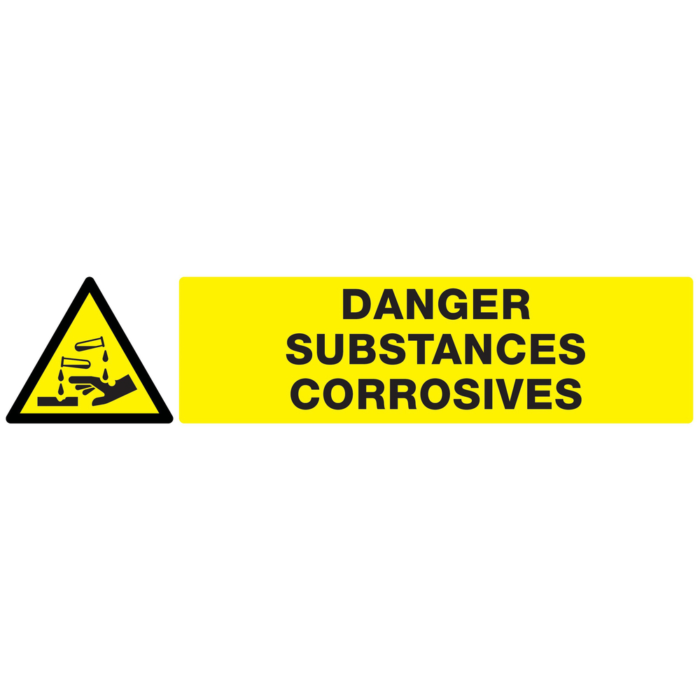 Panneau adhésif DANGER, SUBSTANCES CORROSIVES 330X75MM TALIAPLAST - 725309