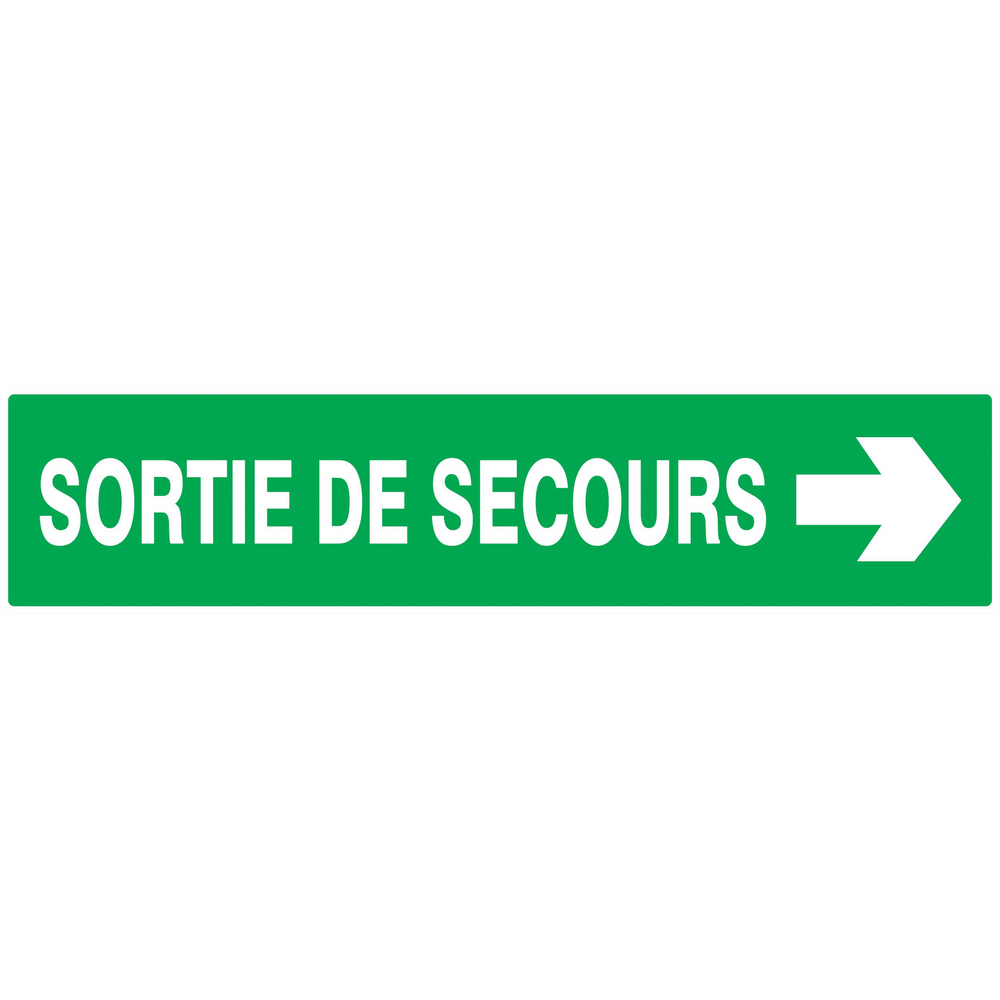 PANNEAU SORTIE DE SECOURS FLECHE A DROITE 330X75MM TALIAPLAST - 725415