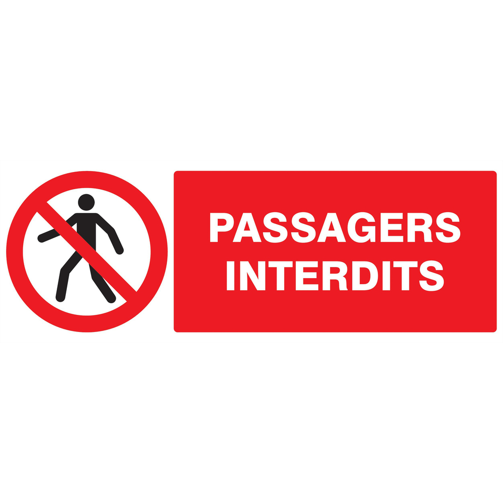 Panneau adhésif PASSAGERS INTERDITS 330X120MM TALIAPLAST - 726202