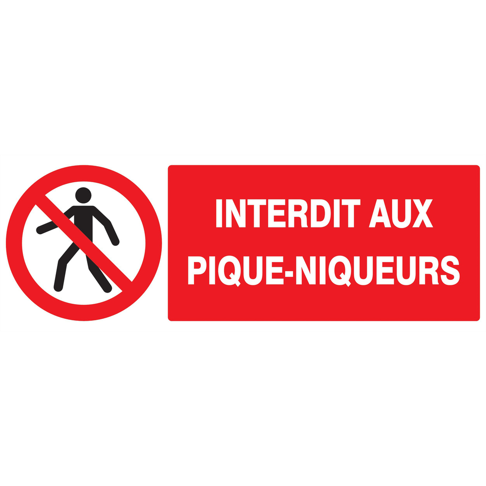 Panneau adhésif INTERDIT AUX PIQUE-NIQUEURS 330X120MM TALIAPLAST - 726207
