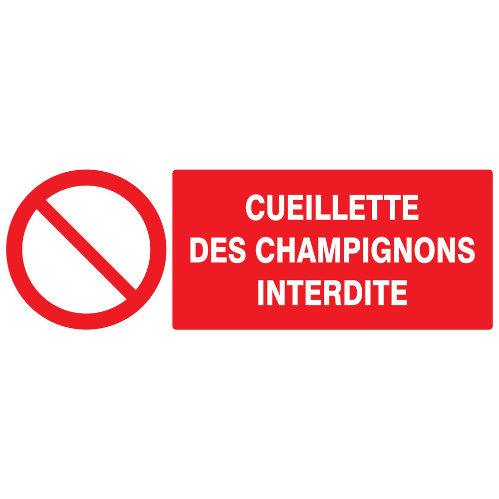 Panneau adhésif CUEILLETTE DES CHAMPIGNONS INTERDITE 330X120MM TALIAPLAST - 726221