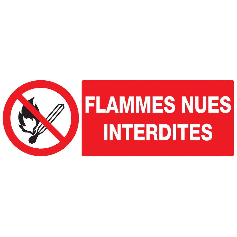 Panneau adhésif FLAMMES NUES INTERDITES 330X120MM TALIAPLAST - 726226
