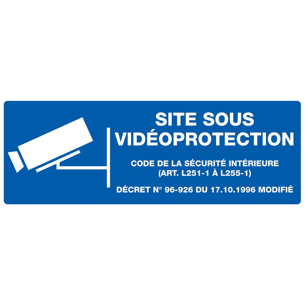 Panneau adhésif SITE SOUS VIDEOPROTECTION 330X120MM TALIAPLAST - 726237