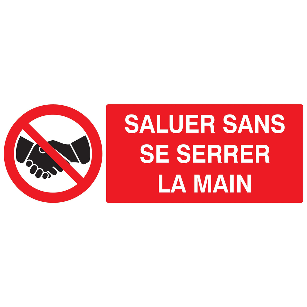 Panneau d'interdiction 330X120 ADHESIF Interdit de se serrer la main 330x120mm TALIAPLAST - 726241