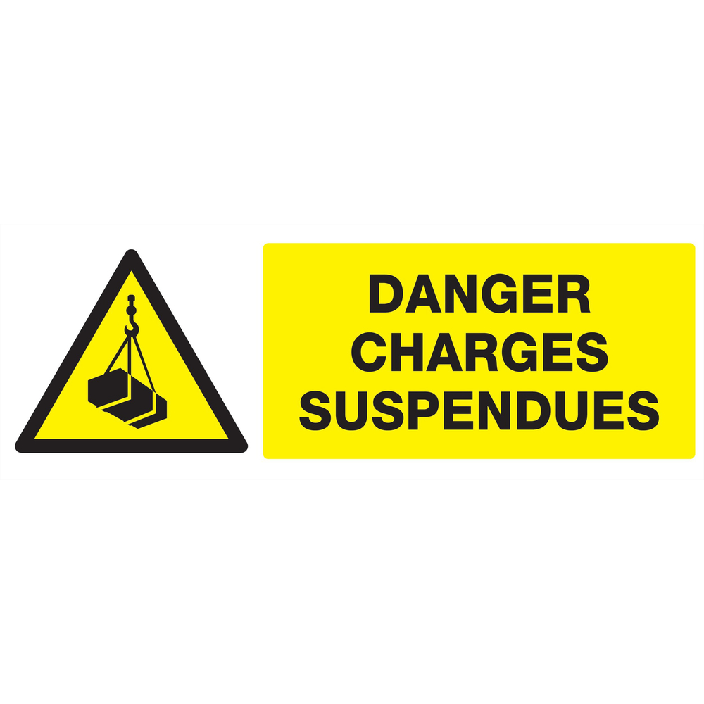Panneau adhésif DANGER, CHARGES SUSPENDUES 330X120MM TALIAPLAST - 726307