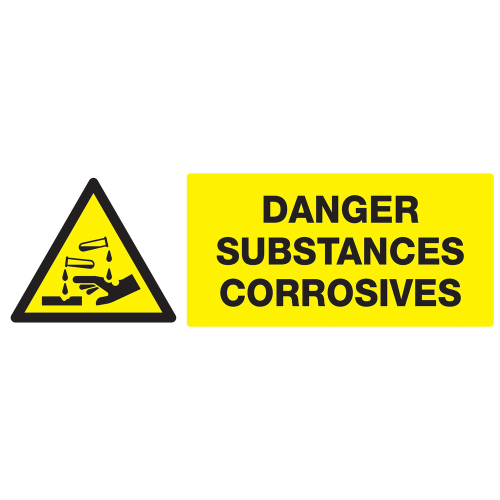 Panneau adhésif DANGER, SUBSTANCES CORROSIVES 330X120MM TALIAPLAST - 726309