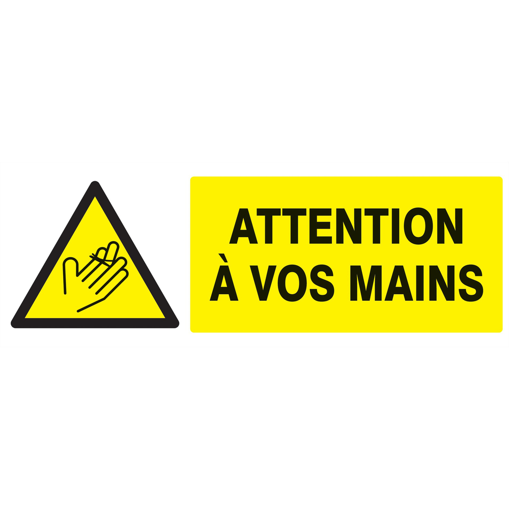 Panneau adhésif DANGER ATTENTION A VOS MAINS 330X120MM TALIAPLAST - 726311