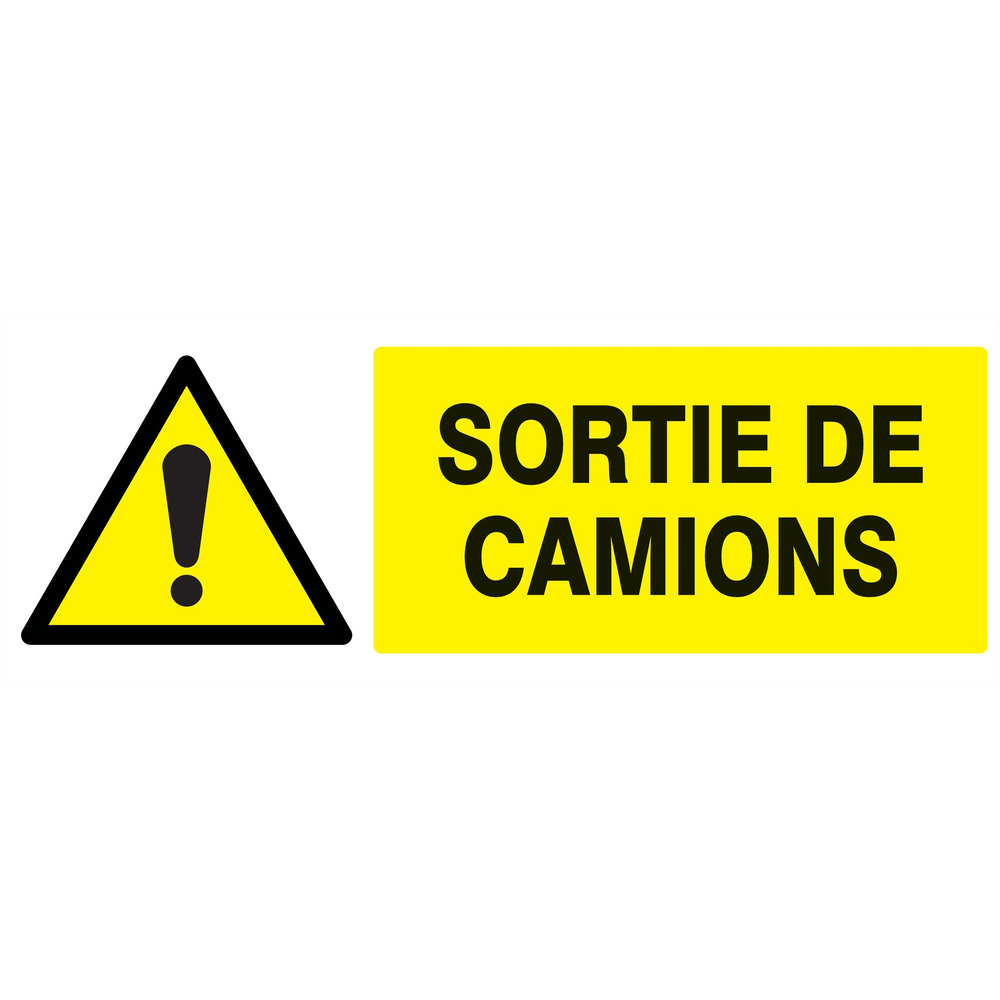 Panneau adhésif DANGER SORTIE DE CAMIONS 330X120MM TALIAPLAST - 726319