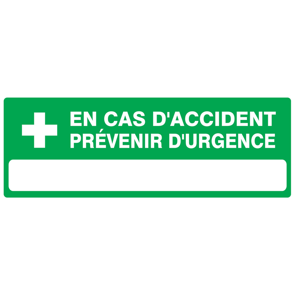 PANNEAU EN CAS D'ACCIDENT PREVENIR D'URGENCE 330X120MM TALIAPLAST - 726411