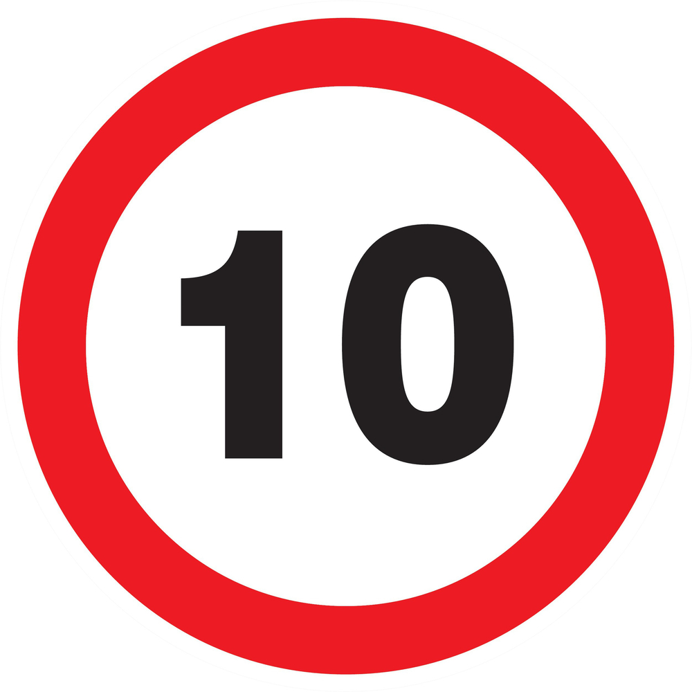 Panneau adhésif INTERDIT DE ROULER A PLUS DE 10 KM/H Ø180MM TALIAPLAST - 727260