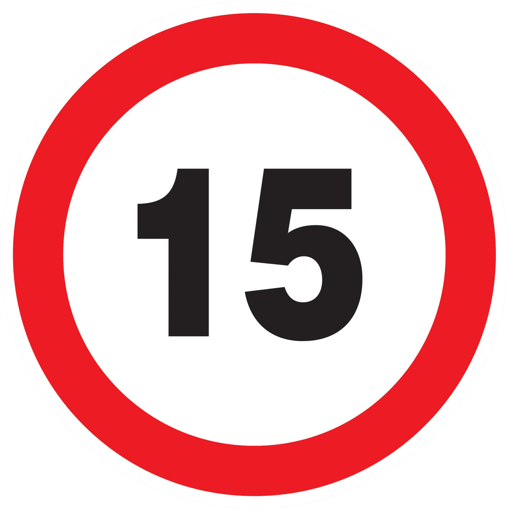 Panneau adhésif INTERDIT DE ROULER A PLUS DE 15 KM/H Ø180MM TALIAPLAST - 727261