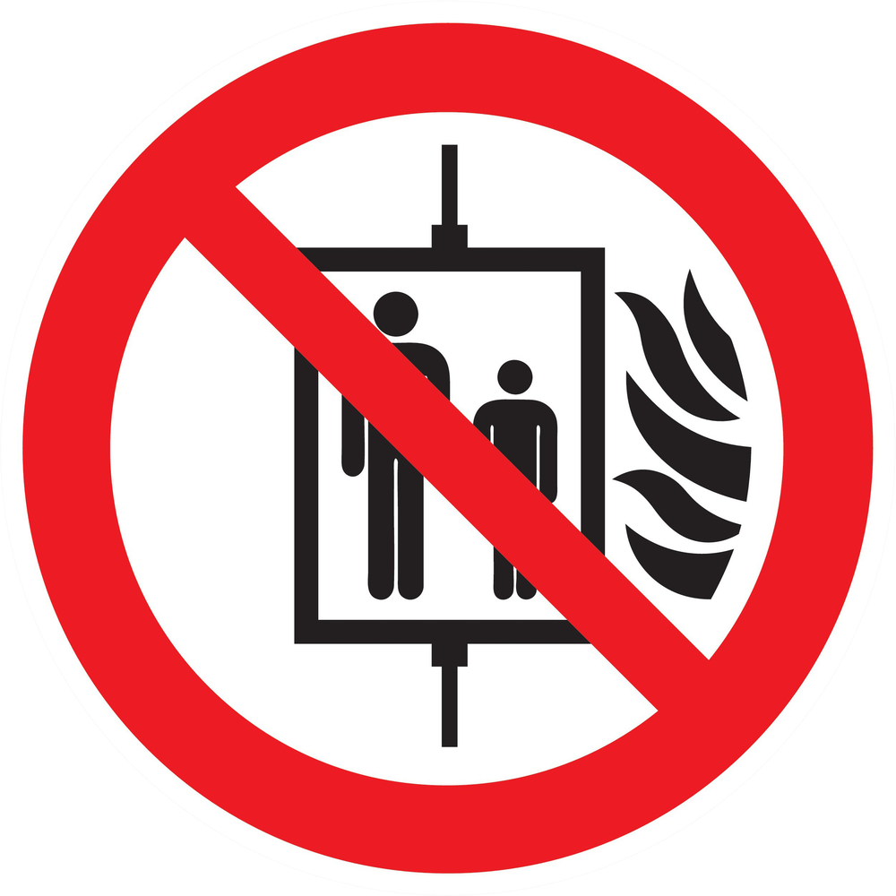 Panneau adhésif INTERD° D'UTILISER L'ASCENSEUR EN CAS D'INCENDIE D180mm TALIAPLAST - 727350