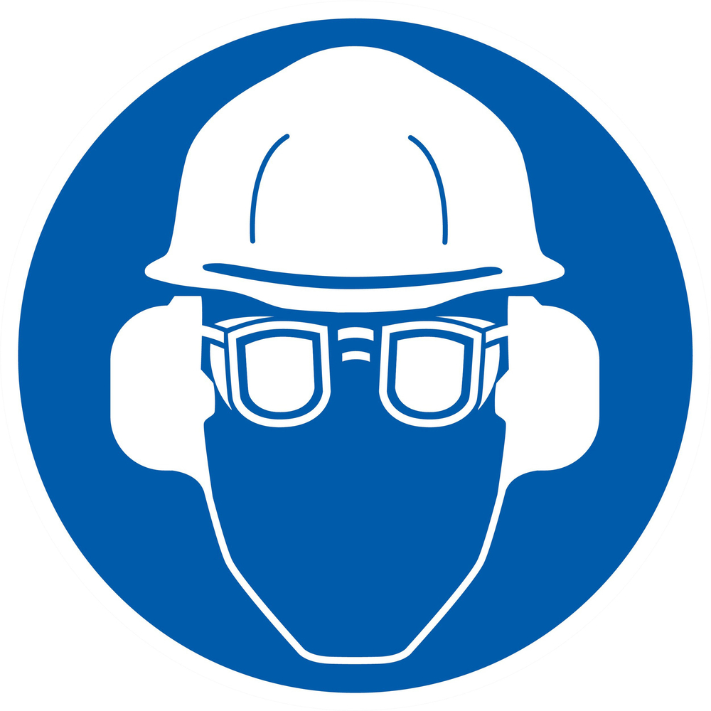 Panneau adhésif PROTECTION OBLIGATOIRE TETE/VUE/OUIE Ø180MM TALIAPLAST - 727508