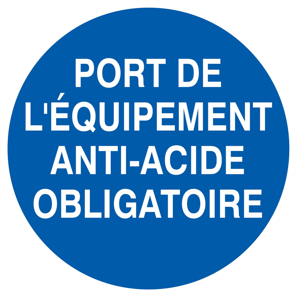 PANNEAU PORT DES EQUIPEMENTS ANTI-ACIDE OBLIGATOIRE Ø180MM TALIAPLAST - 727538