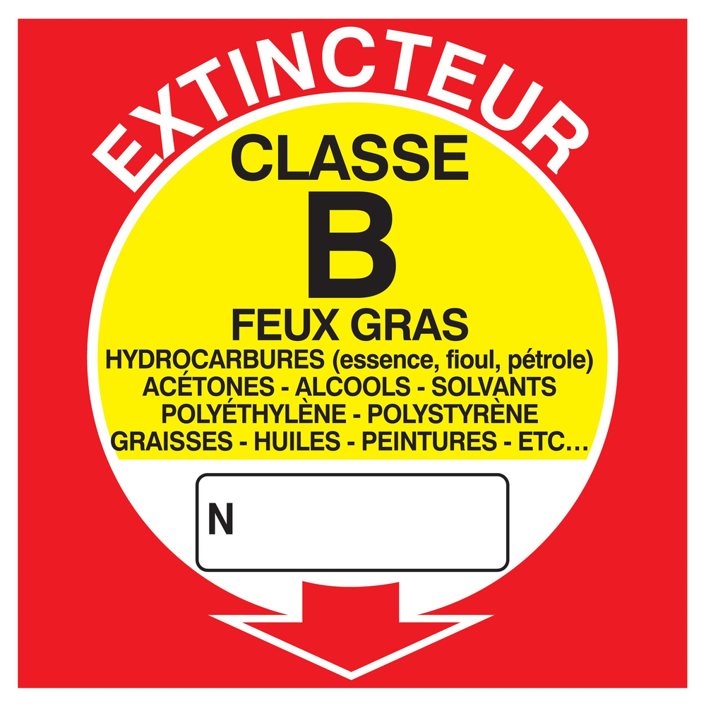 PANNEAU EXTINCTEUR CLASSE B 200X200MM TALIAPLAST - 728116