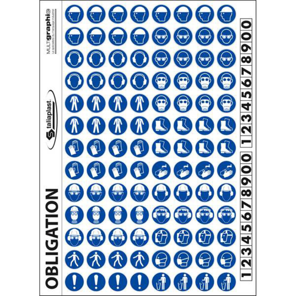PANNEAU PLANCHE PICTOS OBLIGATION 300X220MM TALIAPLAST - 728302