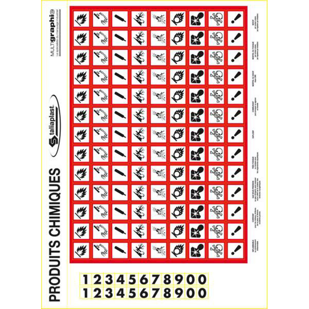 PANNEAU PLANCHE PICTOS PRODUITS DANGEREUX 300X220MM TALIAPLAST - 728304